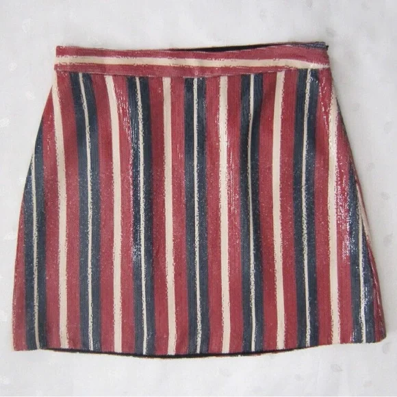 Zara Red and Blue Striped Mini Skirt - Picture 2 of 2